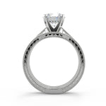 Load image into Gallery viewer, Karla Hand Engraved 4 Prong Milgrain Solitaire Round Cut Diamond Engagement Ring - Nivetta
