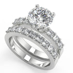 Load image into Gallery viewer, Karsyn Shared Prong Assher Accents 4 Prong Round Diamond Ring - Nivetta
