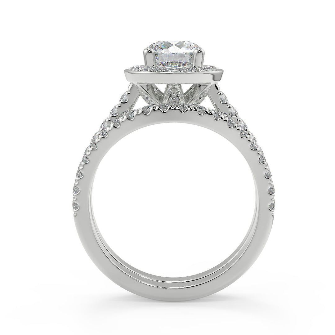 Kathryn Halo French Pave Round Cut Diamond Engagement Ring - Nivetta