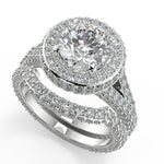 Load image into Gallery viewer, Kaylynn 3 Row Pave Round Cut Diamond Engagement Ring - Nivetta
