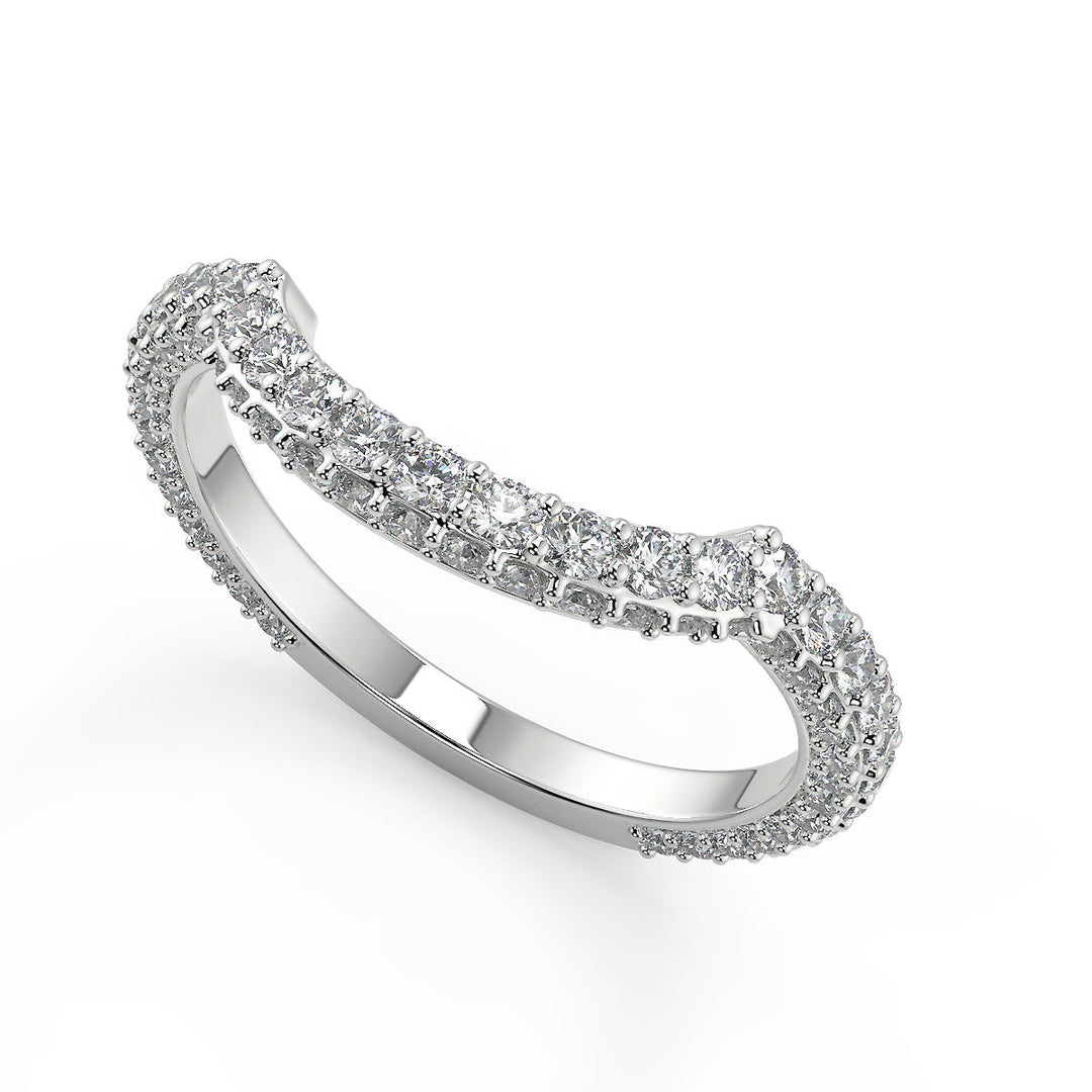 Kaylynn 3 Row Pave Round Cut Diamond Engagement Ring - Nivetta