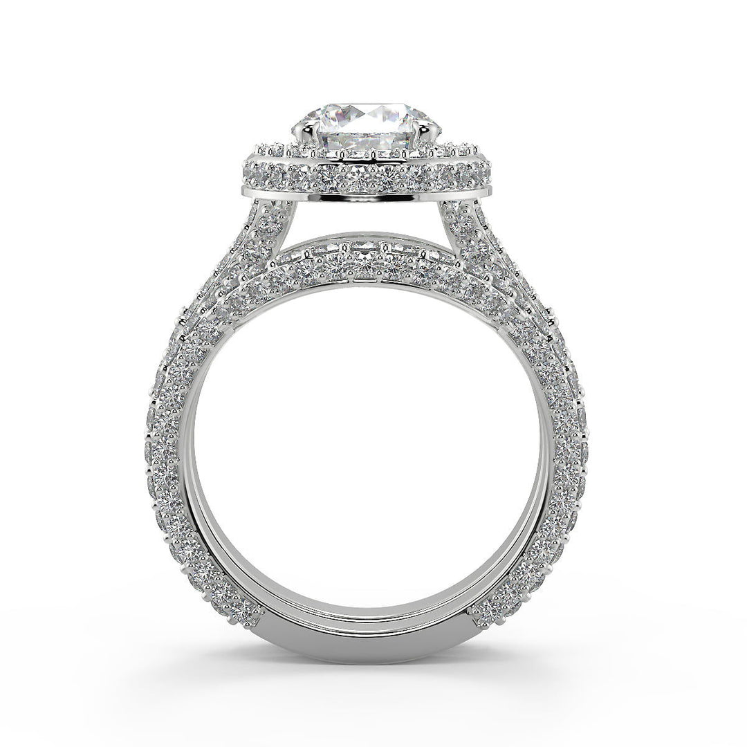 Kaylynn 3 Row Pave Round Cut Diamond Engagement Ring - Nivetta