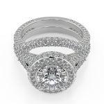 Load image into Gallery viewer, Kaylynn 3 Row Pave Round Cut Diamond Engagement Ring - Nivetta
