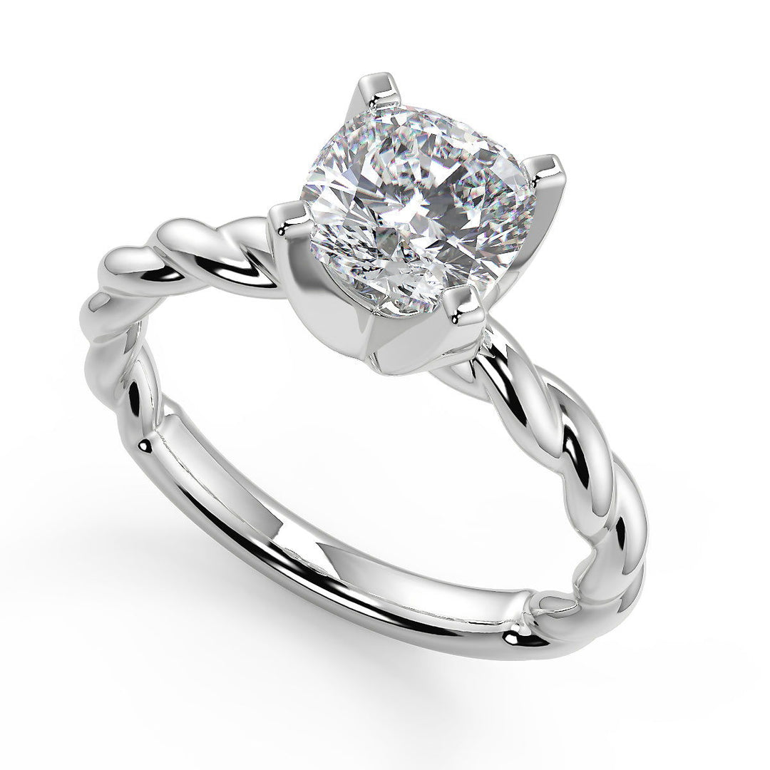 Kelsie Twisted Rope Solitaire Cushion Cut Diamond Engagement Ring - Nivetta