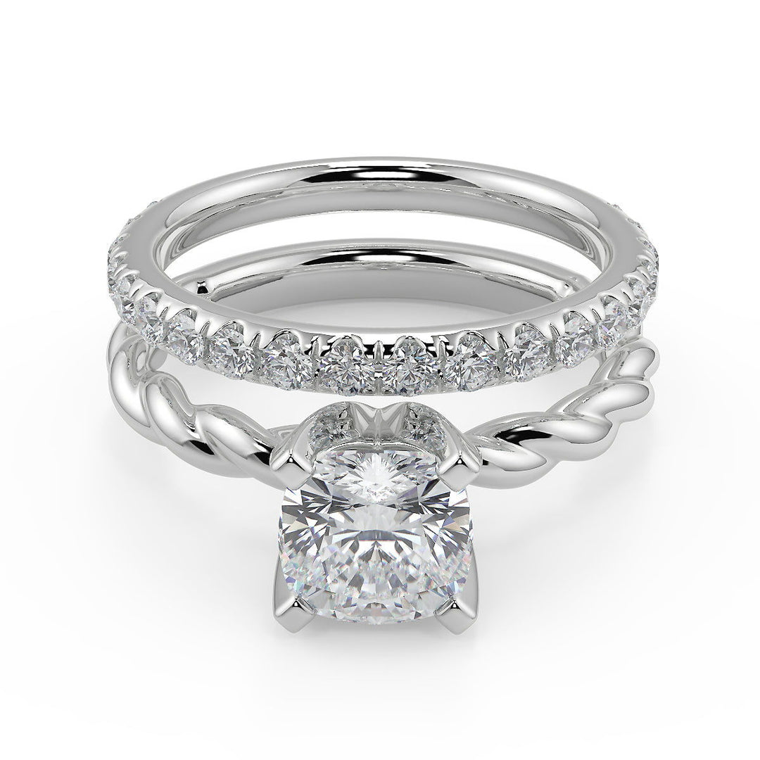 Kelsie Twisted Rope Solitaire Cushion Cut Diamond Engagement Ring - Nivetta