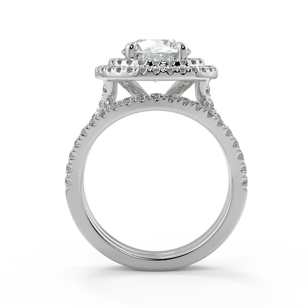 Kendall Double Halo Split Shank Pave Round Cut Diamond Ring - Nivetta