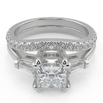 Load image into Gallery viewer, Kiara Baguette Accents 3 Stone Princess Cut Engagement Ring - Nivetta
