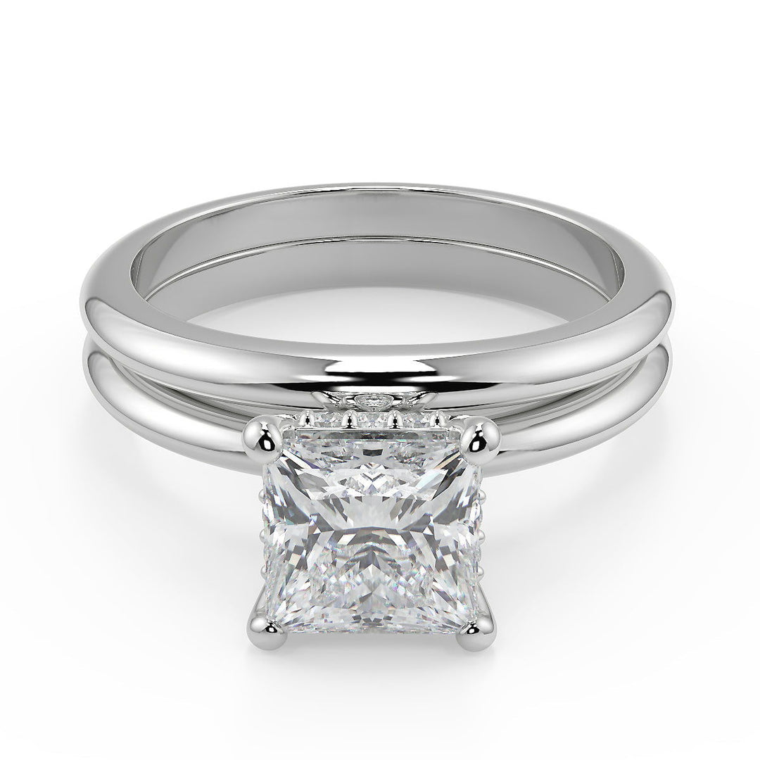 Kimberly 4 Prong Crown Solitaire Princess Cut Engagement Ring - Nivetta