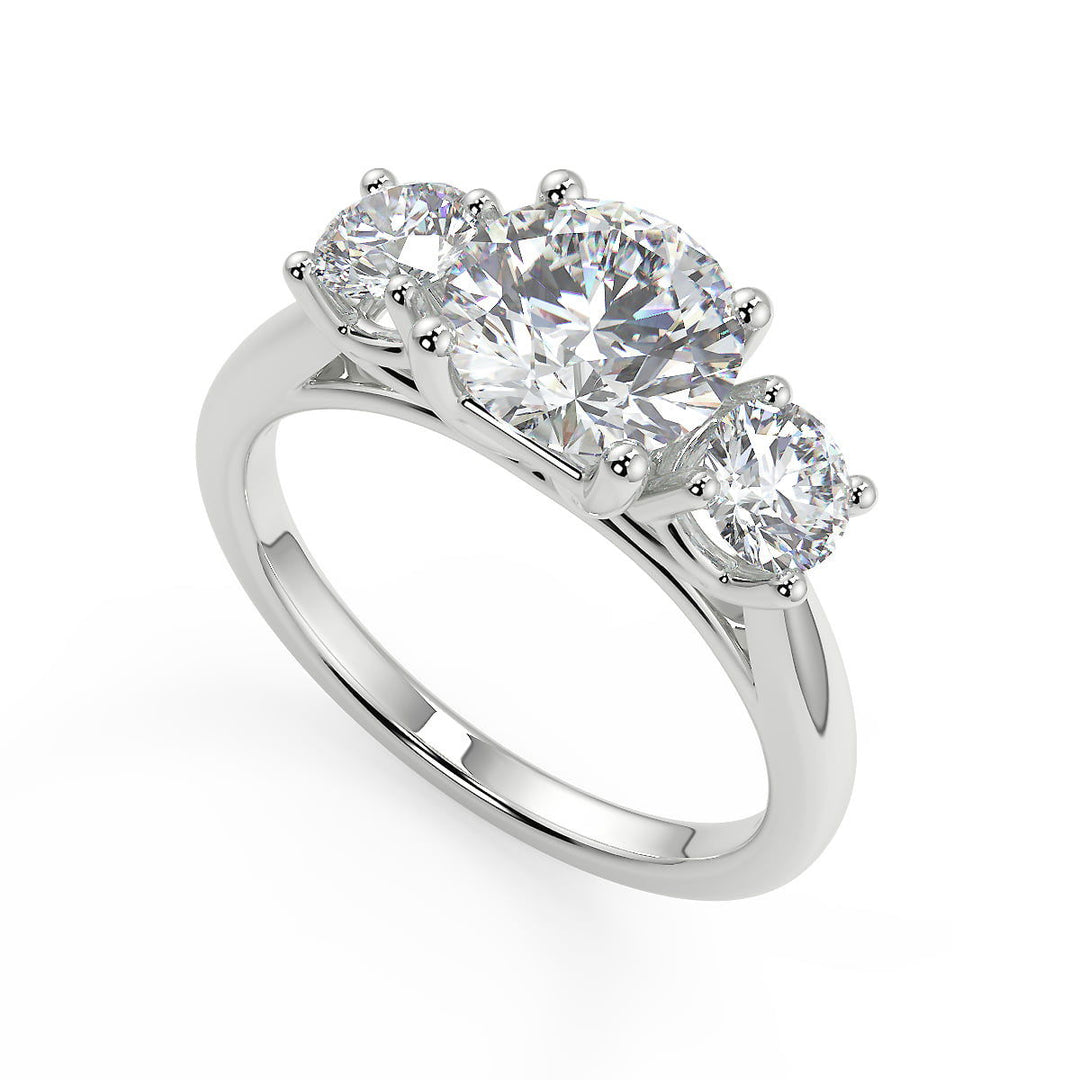 Kristin 3 Stone Solitaire Round Cut Diamond Engagement Ring - Nivetta