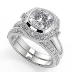 Load image into Gallery viewer, Kylee Halo Bezel Set Cushion Cut Diamond Engagement Ring - Nivetta
