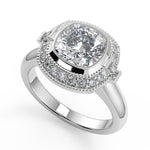 Load image into Gallery viewer, Kylee Halo Bezel Set Cushion Cut Diamond Engagement Ring - Nivetta
