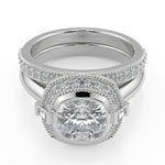 Load image into Gallery viewer, Kylee Halo Bezel Set Cushion Cut Diamond Engagement Ring - Nivetta
