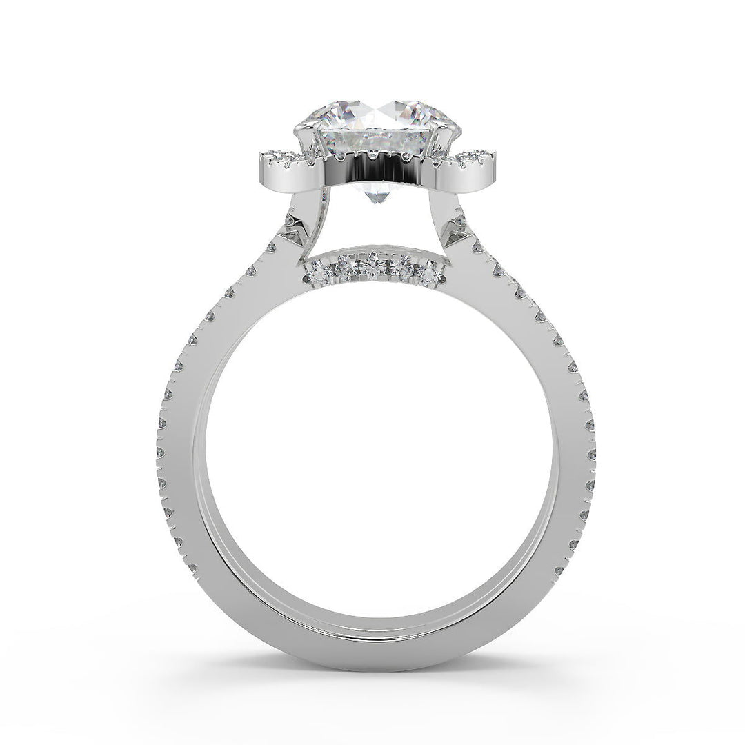 Kylie Halo Pave Split Shank Round Cut Diamond Engagement Ring - Nivetta