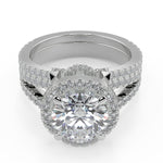 Load image into Gallery viewer, Kylie Halo Pave Split Shank Round Cut Diamond Engagement Ring - Nivetta
