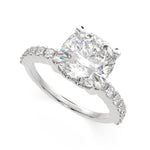 Load image into Gallery viewer, Lavinia Cushion Cut Side Stone 4 Prong Engagement Ring Setting - Nivetta
