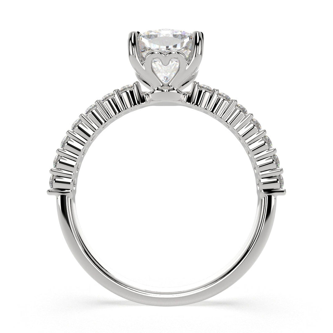 Lavinia Cushion Cut Side Stone 4 Prong Engagement Ring Setting - Nivetta