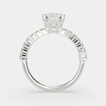 Load image into Gallery viewer, Lavinia Cushion Cut Side Stone 4 Prong Engagement Ring Setting - Nivetta
