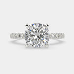 Load image into Gallery viewer, Lavinia Cushion Cut Side Stone 4 Prong Engagement Ring Setting - Nivetta
