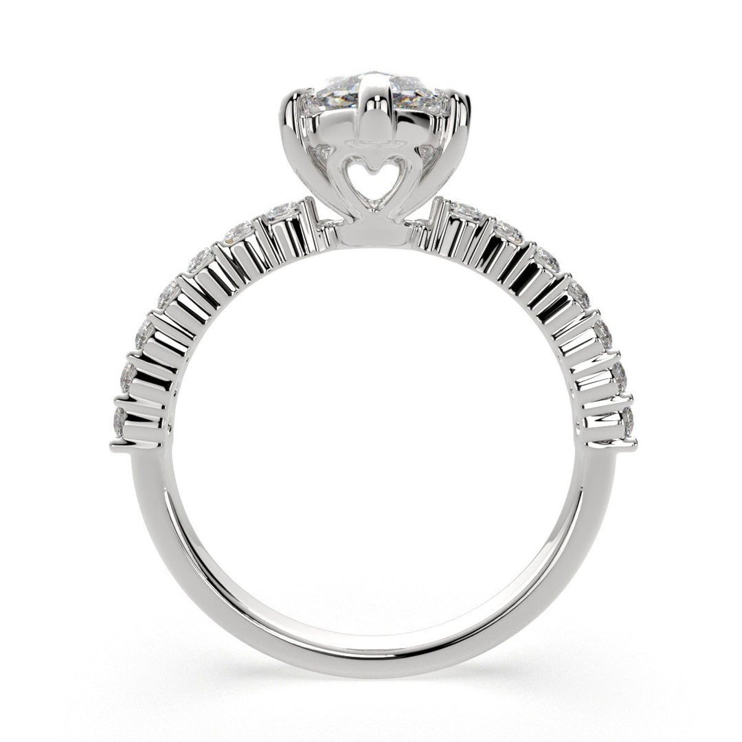 Lavinia Marquise Cut Side Stone 4 Prong Engagement Ring Setting - Nivetta