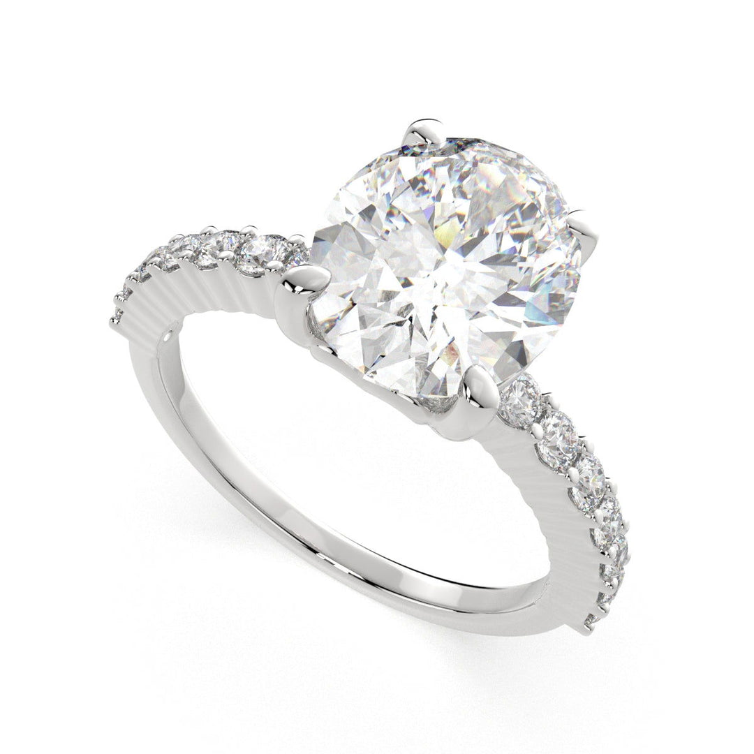 Lavinia Oval Cut Side Stone 4 Prong Engagement Ring Setting - Nivetta