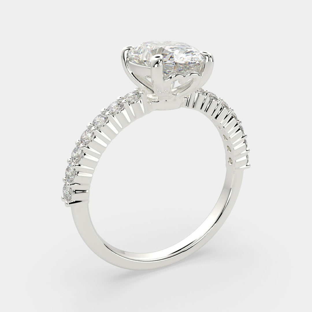 Lavinia Oval Cut Side Stone 4 Prong Engagement Ring Setting - Nivetta