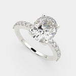 Load image into Gallery viewer, Lavinia Oval Cut Side Stone 4 Prong Engagement Ring Setting - Nivetta
