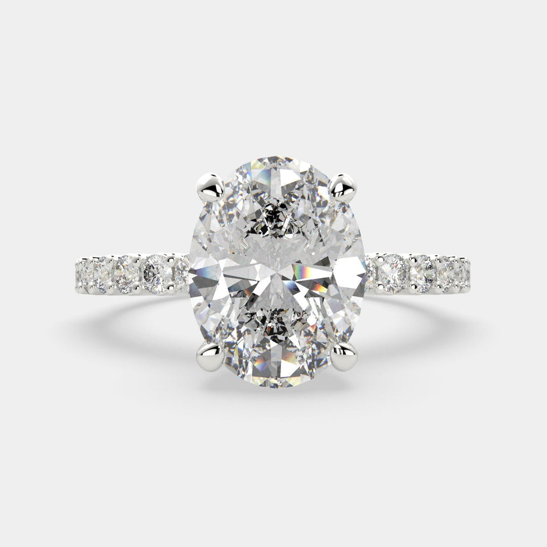 Lavinia Oval Cut Side Stone 4 Prong Engagement Ring Setting - Nivetta