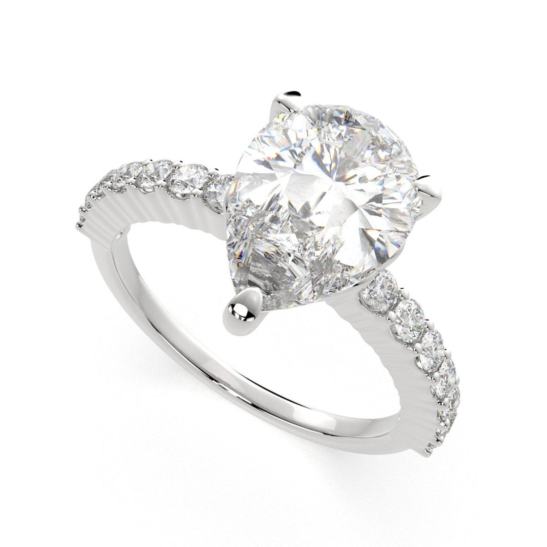 Lavinia Pear Cut Side Stone 4 Prong Engagement Ring Setting - Nivetta