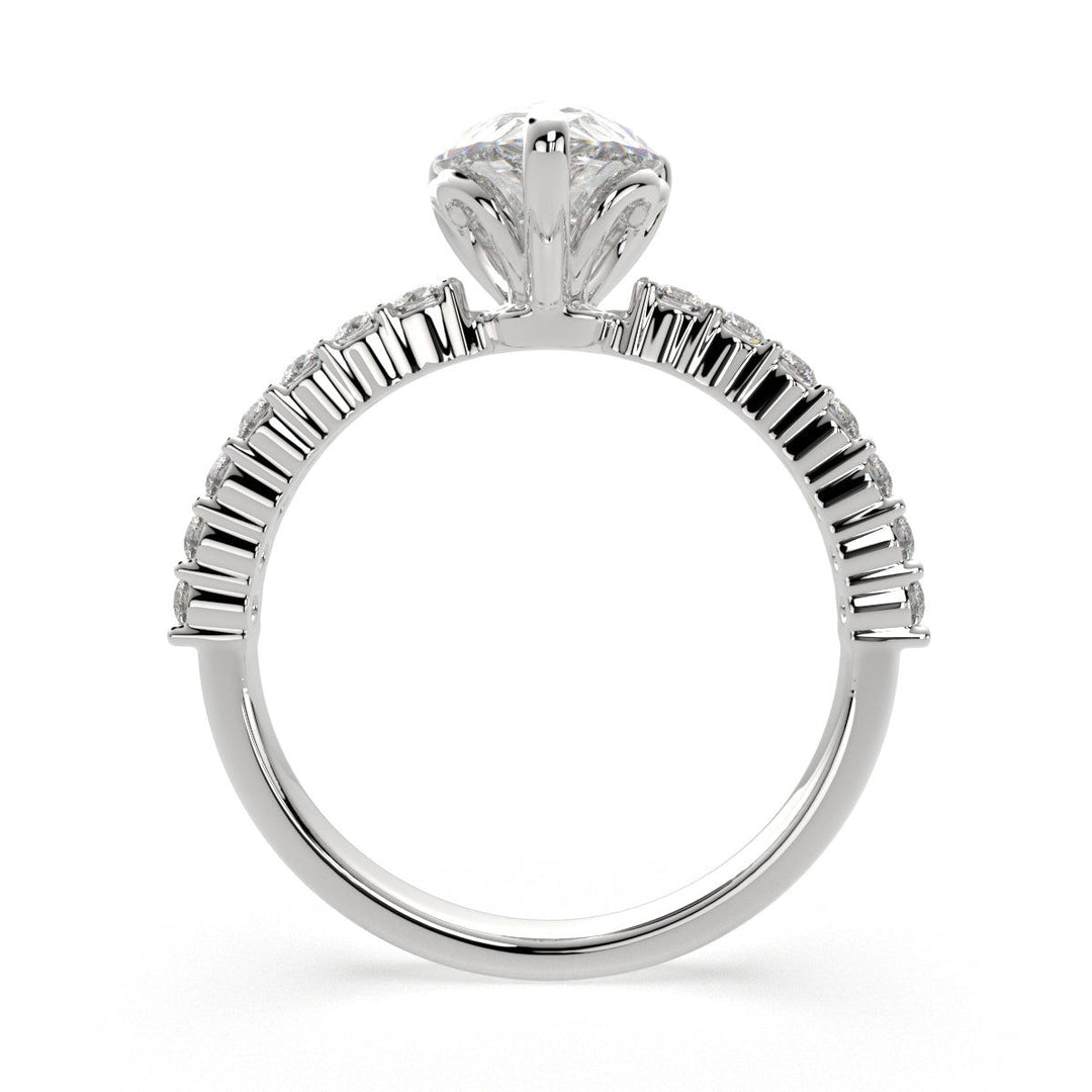Lavinia Pear Cut Side Stone 4 Prong Engagement Ring Setting - Nivetta