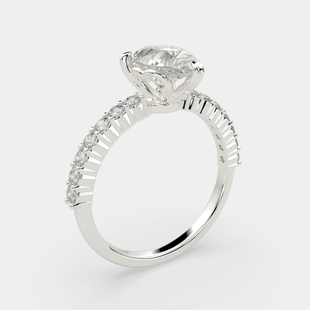 Lavinia Pear Cut Side Stone 4 Prong Engagement Ring Setting - Nivetta