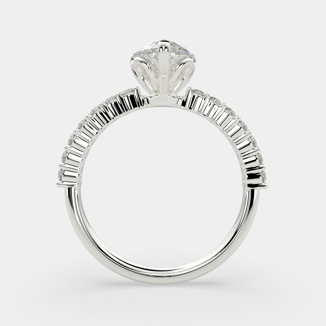 Lavinia Pear Cut Side Stone 4 Prong Engagement Ring Setting - Nivetta