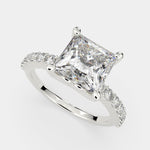 Load image into Gallery viewer, Lavinia Princess Cut Side Stone 4 Prong Engagement Ring Setting - Nivetta
