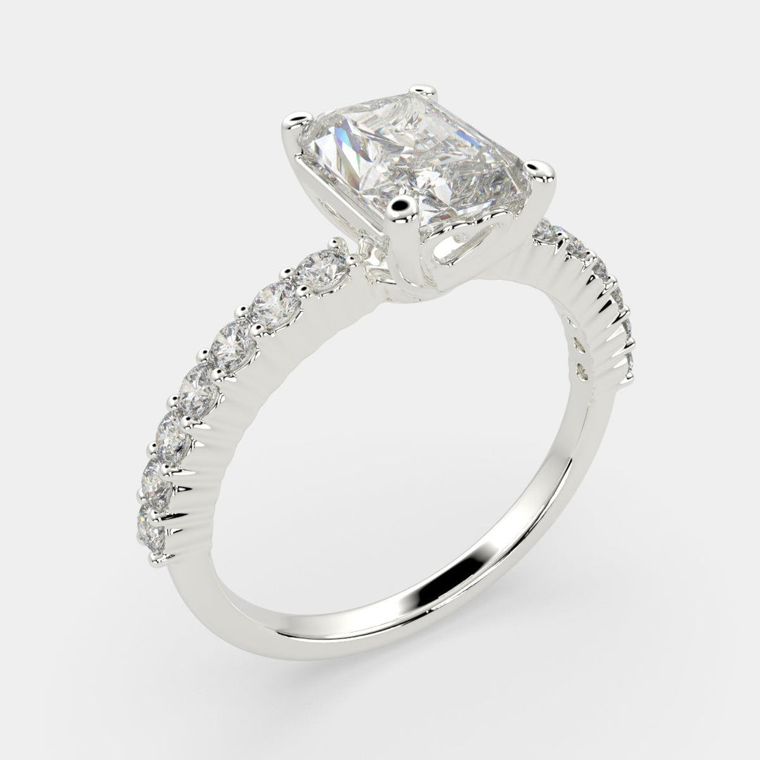 Lavinia Radiant Cut Side Stone 4 Prong Engagement Ring Setting - Nivetta