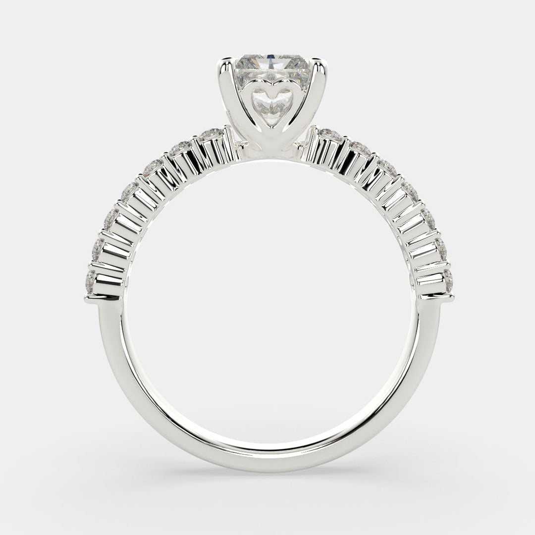 Lavinia Radiant Cut Side Stone 4 Prong Engagement Ring Setting - Nivetta