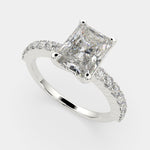 Load image into Gallery viewer, Lavinia Radiant Cut Side Stone 4 Prong Engagement Ring Setting - Nivetta
