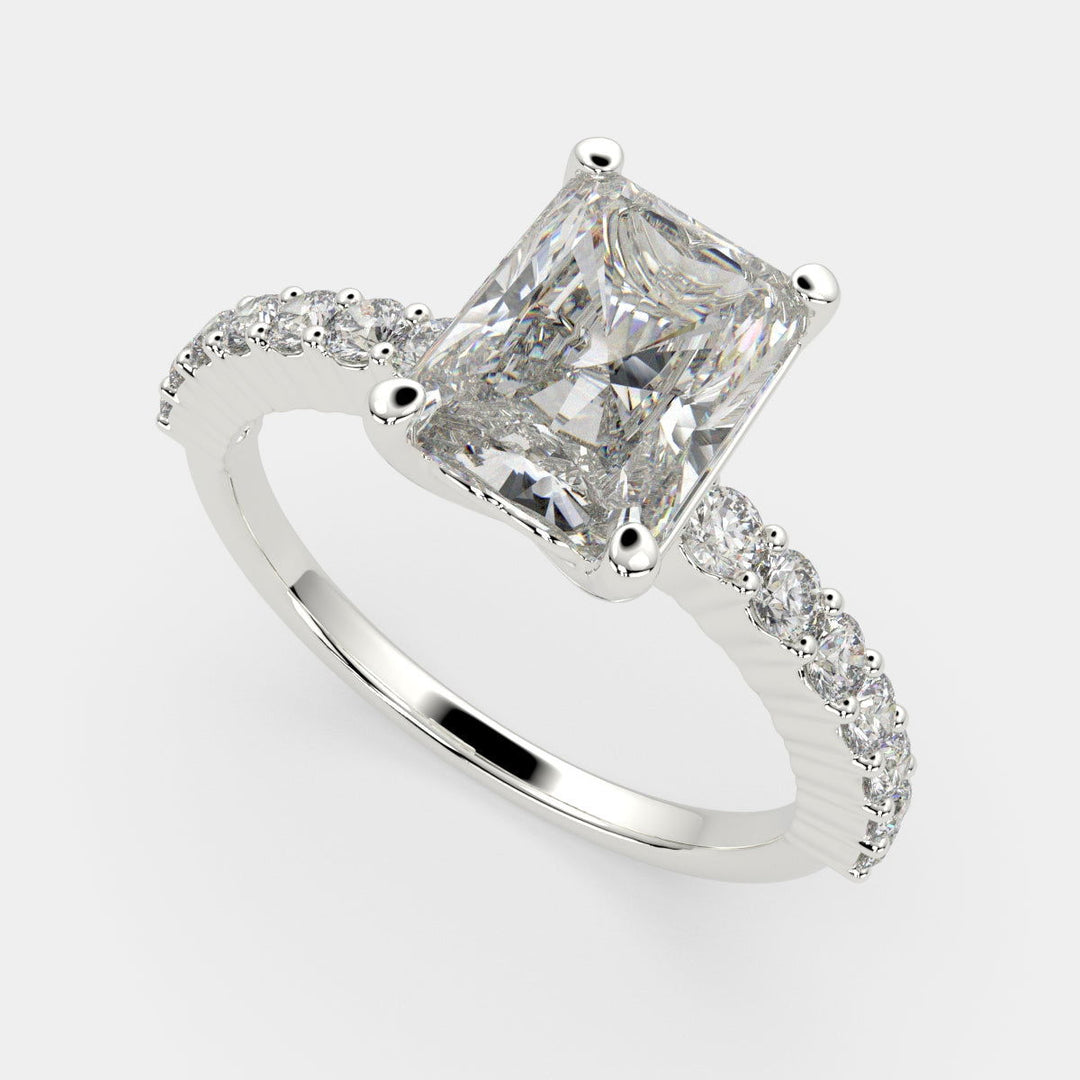 Lavinia Radiant Cut Side Stone 4 Prong Engagement Ring Setting - Nivetta
