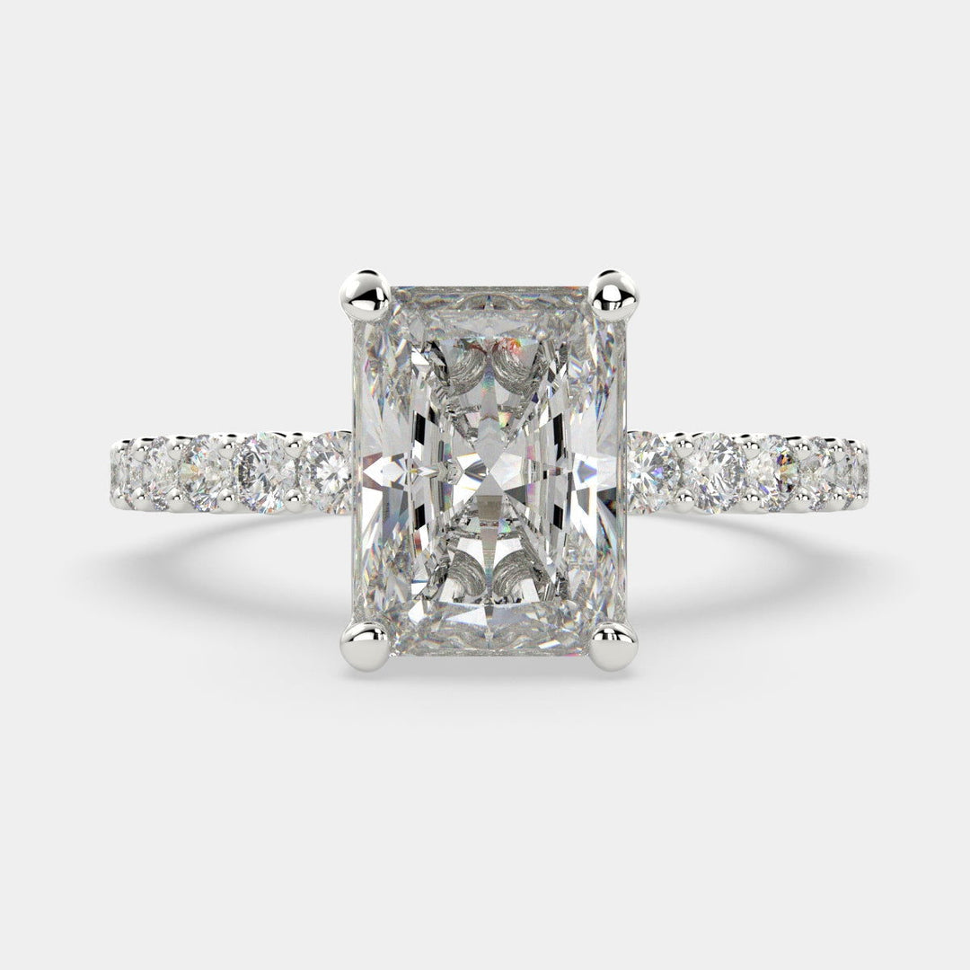 Lavinia Radiant Cut Side Stone 4 Prong Engagement Ring Setting - Nivetta