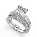 Load image into Gallery viewer, Leah Cathedral Solitaire Round Cut Diamond Engagement Ring - Nivetta
