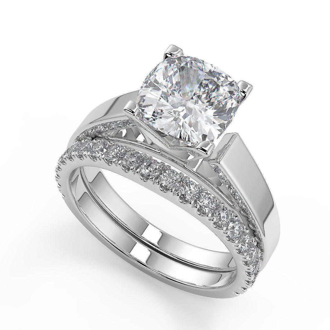 Leah Cathedral Solitaire Round Cut Diamond Engagement Ring - Nivetta