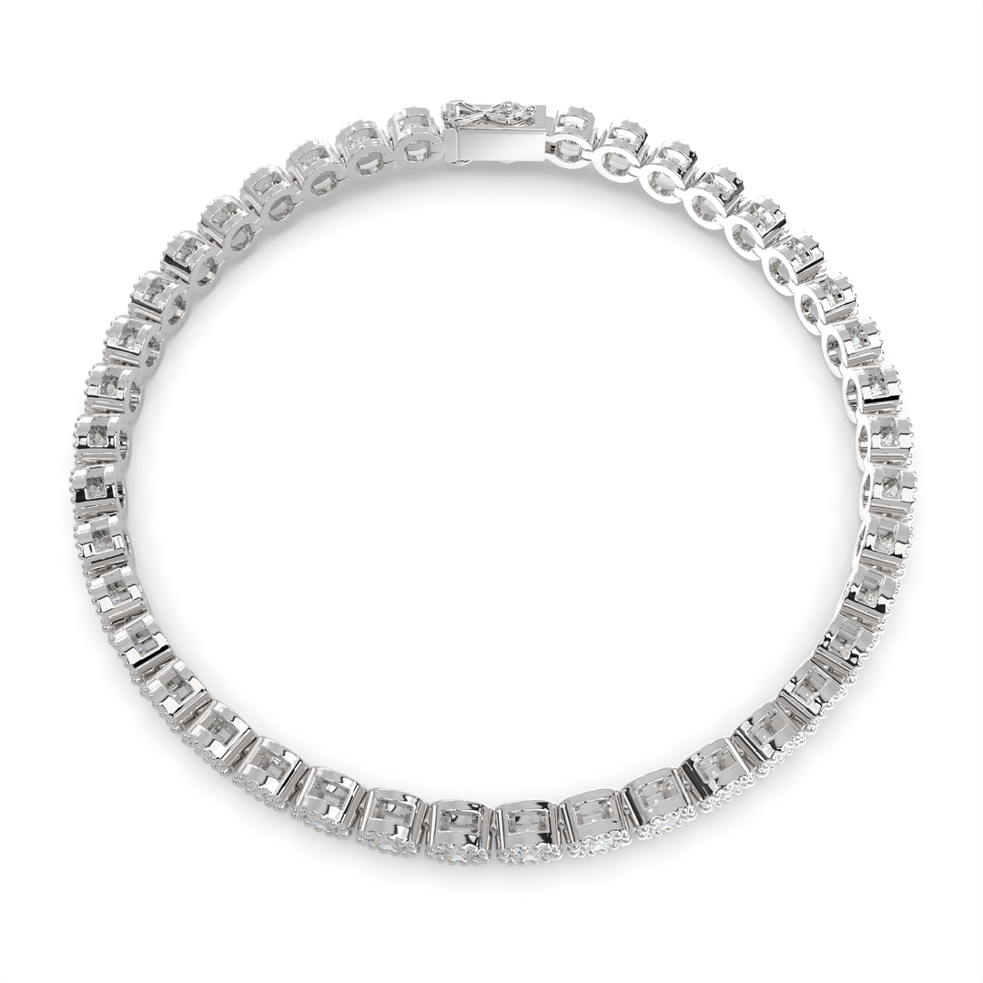 Leocadia Round Cut Diamond Tennis Bracelet Milgrain Bezel (4 ctw) - Nivetta