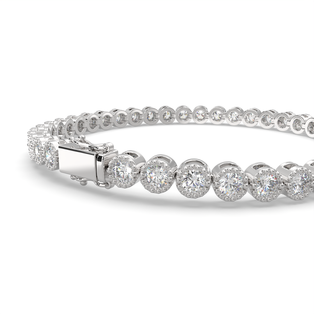 Leocadia Round Cut Diamond Tennis Bracelet Milgrain Bezel (4 ctw) - Nivetta