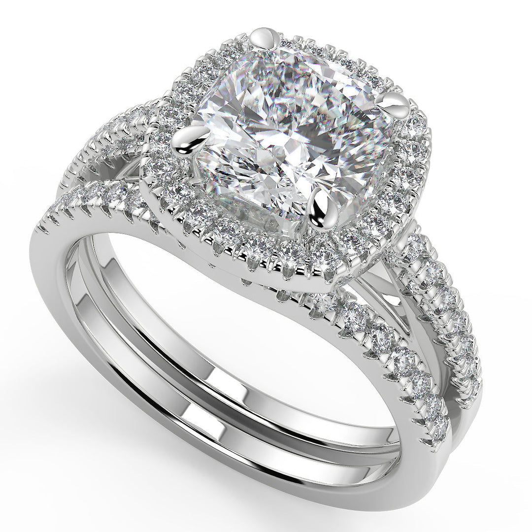 Lilianna Pave Halo Cushion Cut Diamond Engagement Ring - Nivetta