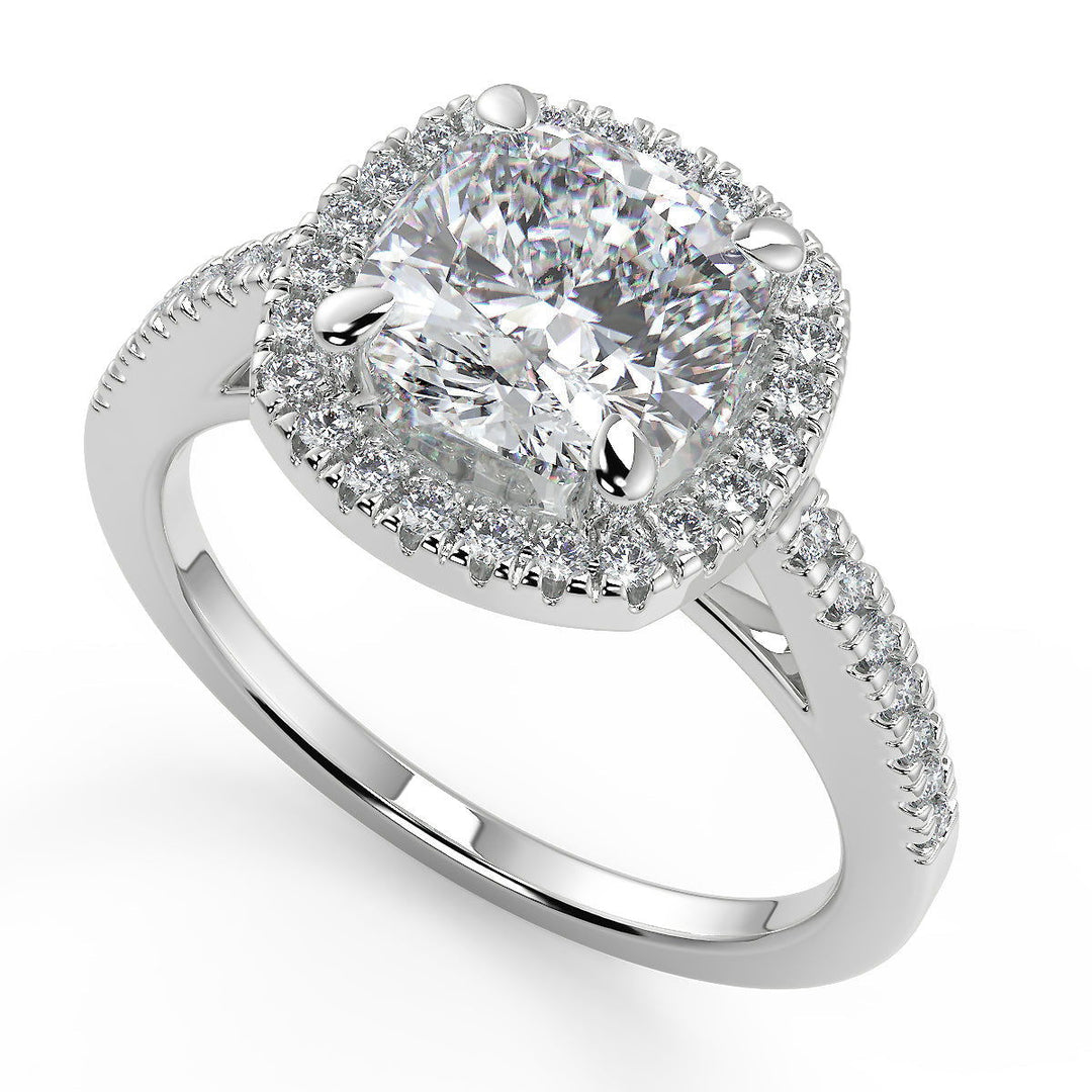 Lilianna Pave Halo Cushion Cut Diamond Engagement Ring - Nivetta