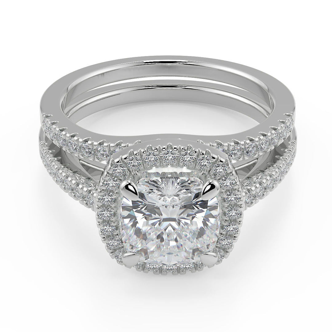 Lilianna Pave Halo Cushion Cut Diamond Engagement Ring - Nivetta