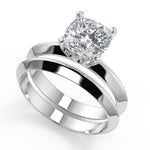 Load image into Gallery viewer, Lillian Knife Edge 4 Prong Solitaire Cushion Cut Diamond Engagement Ring - Nivetta

