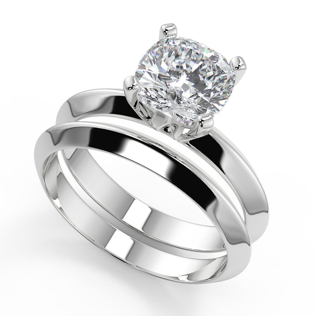 Lillian Knife Edge 4 Prong Solitaire Cushion Cut Diamond Engagement Ring - Nivetta