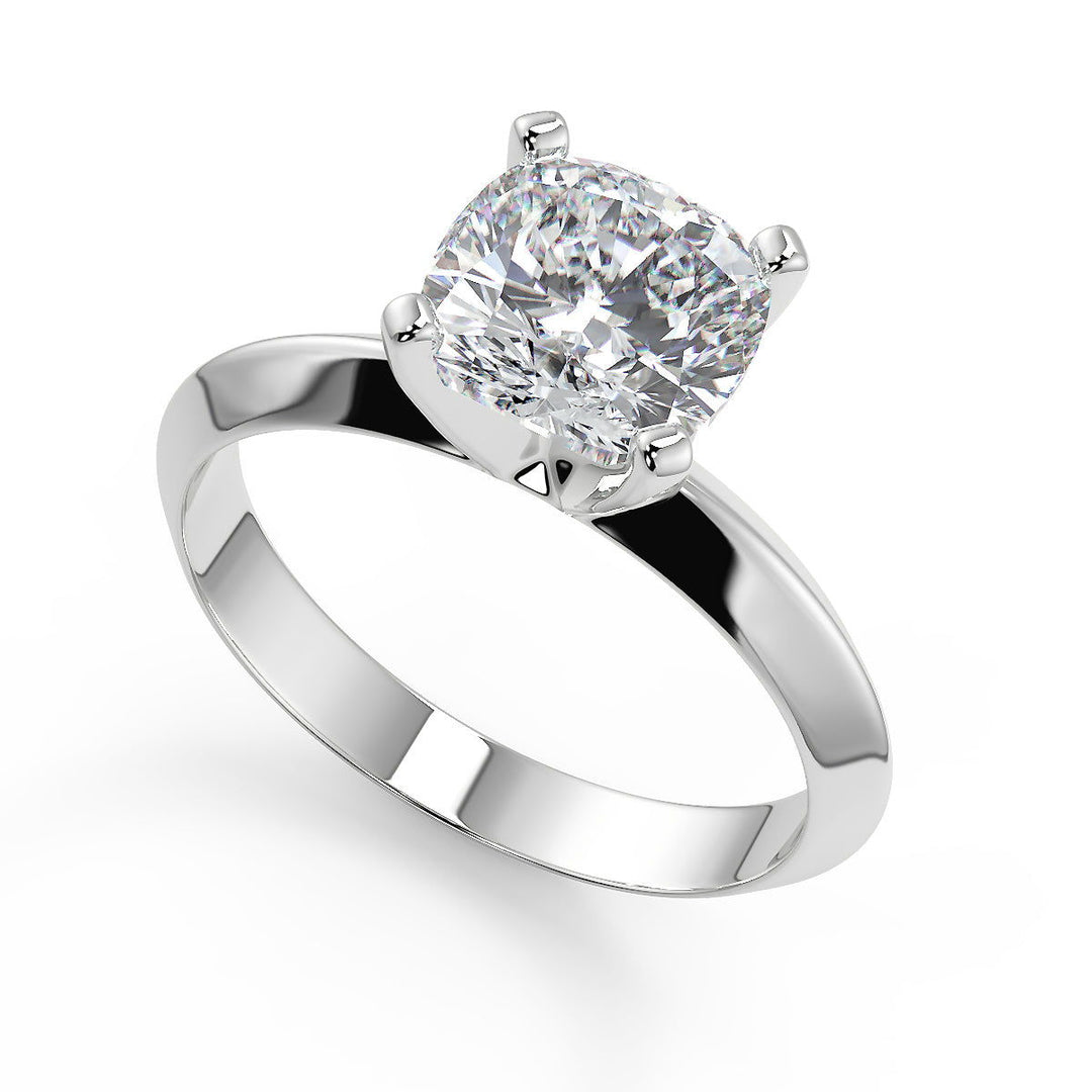 Lillian Knife Edge 4 Prong Solitaire Cushion Cut Diamond Engagement Ring - Nivetta