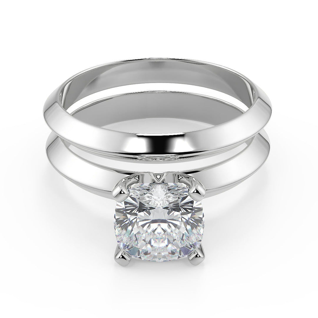 Lillian Knife Edge 4 Prong Solitaire Cushion Cut Diamond Engagement Ring - Nivetta