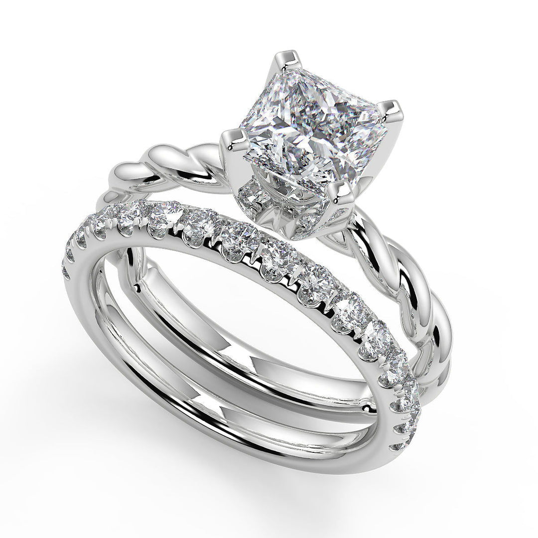 Lily Twisted Rope Solitaire Princess Cut Diamond Engagement Ring - Nivetta