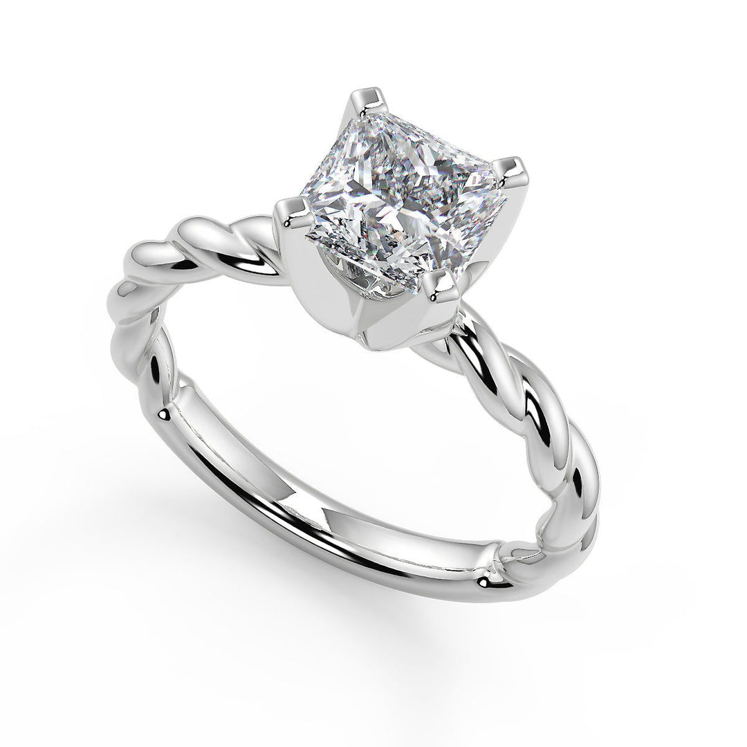 Lily Twisted Rope Solitaire Princess Cut Diamond Engagement Ring - Nivetta